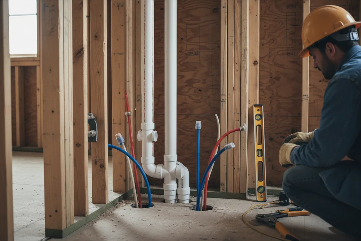 Drain and supply rough-in during Leak Detection in Paden City